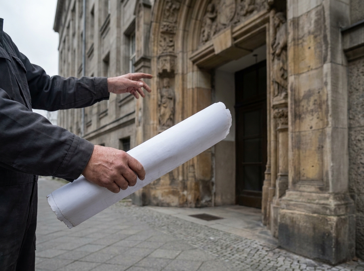 Bestandsaufnahme an einem historischen Sandsteinportal in Potsdam