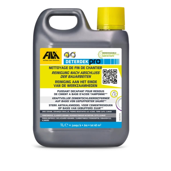 Originale Produktabbildung des säurehaltigen FILA DETERDEK PRO, kein Universalreiniger für Naturstein